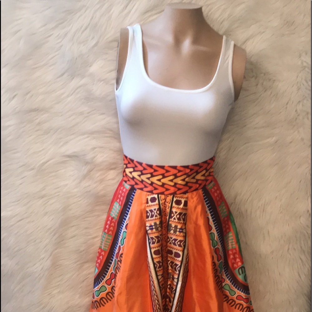 African print skirt with tank top